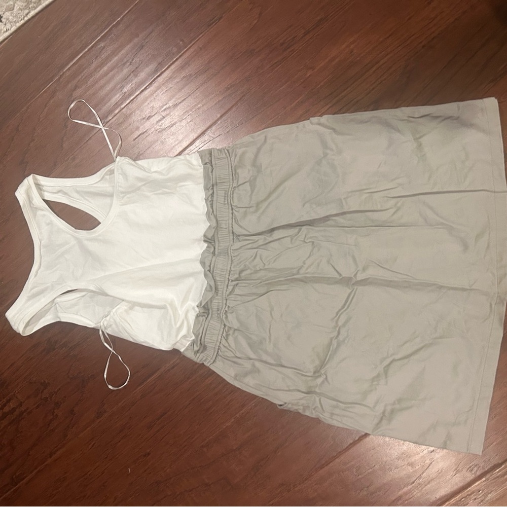 White and Gray mini racer back  Dress